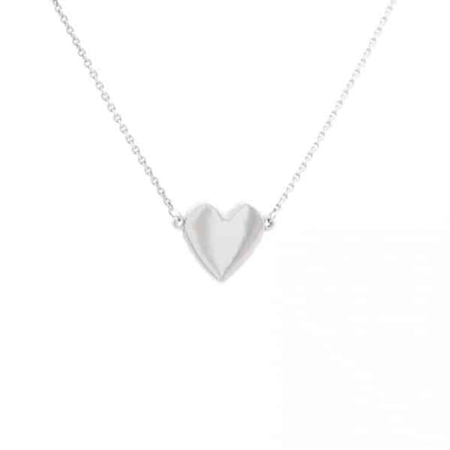 Gold Jewelry The Jewelry Exchange | Heart Necklace In 14K White Gold