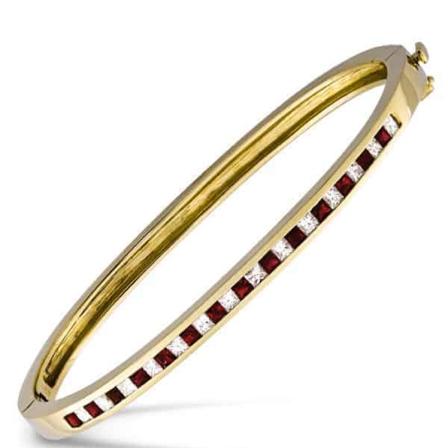 Gemstone Birthday Jewelry The Jewelry Exchange | Ruby & Diamond Bangle Bracelet