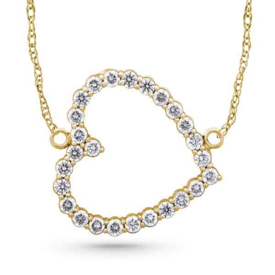 Necklaces And Gold Chains For Women The Jewelry Exchange | 1/2 Carat Diamond Floating Heart Pendant In 14K Gold