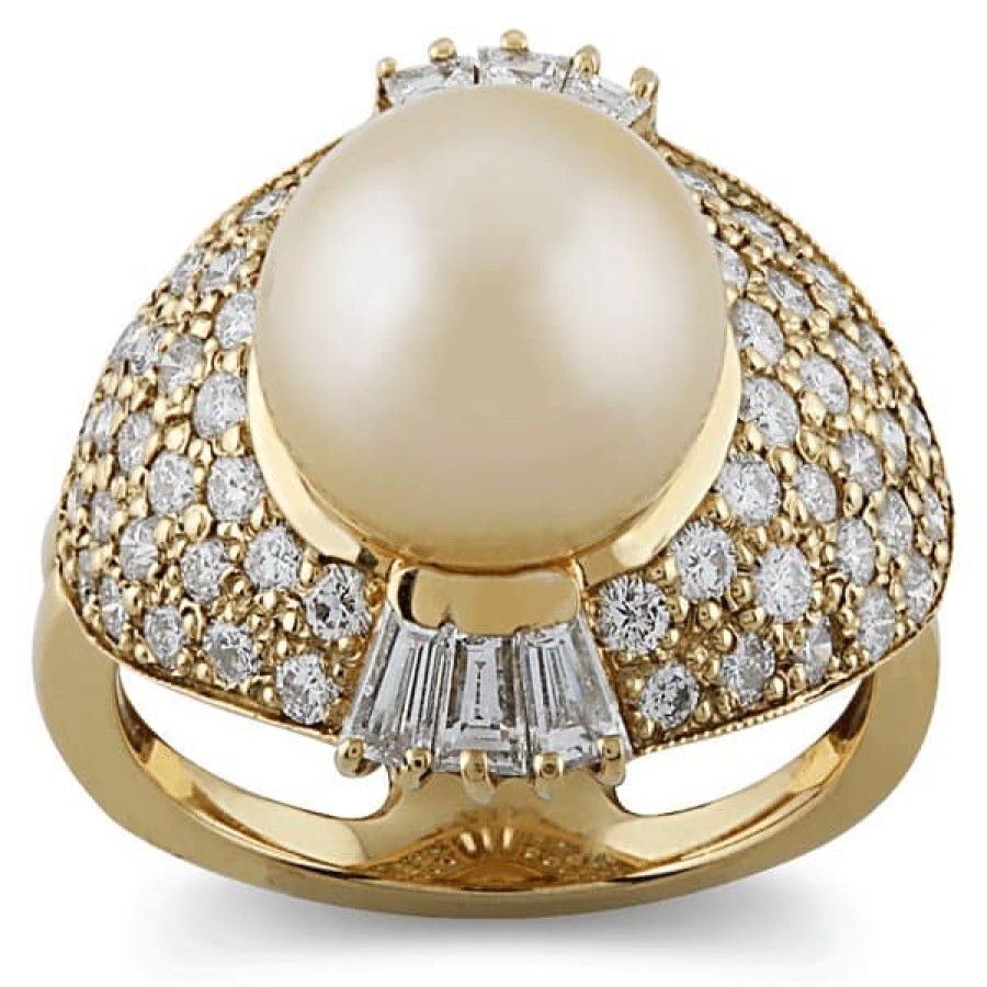 Gemstone Birthday Jewelry The Jewelry Exchange | Diamond - Pearl Ring In 14K Gold