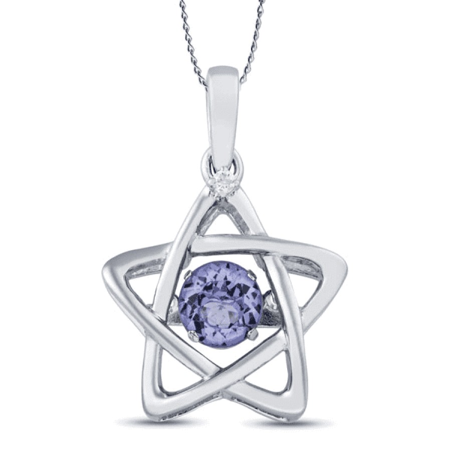 Gemstone Birthday Jewelry The Jewelry Exchange | 1/2 Carat Diamond - Tanzanite In Motion Pendant In Silver