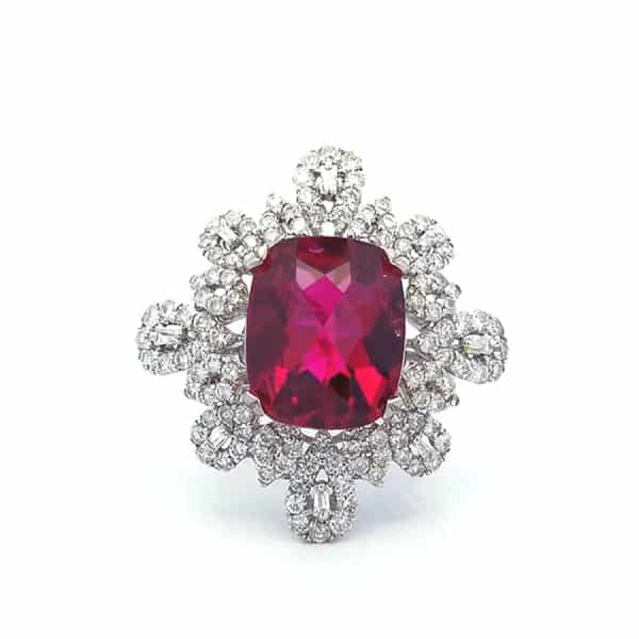 Gemstone Birthday Jewelry The Jewelry Exchange | Pink Tourmaline 10 Carat Ring In 18K Gold White