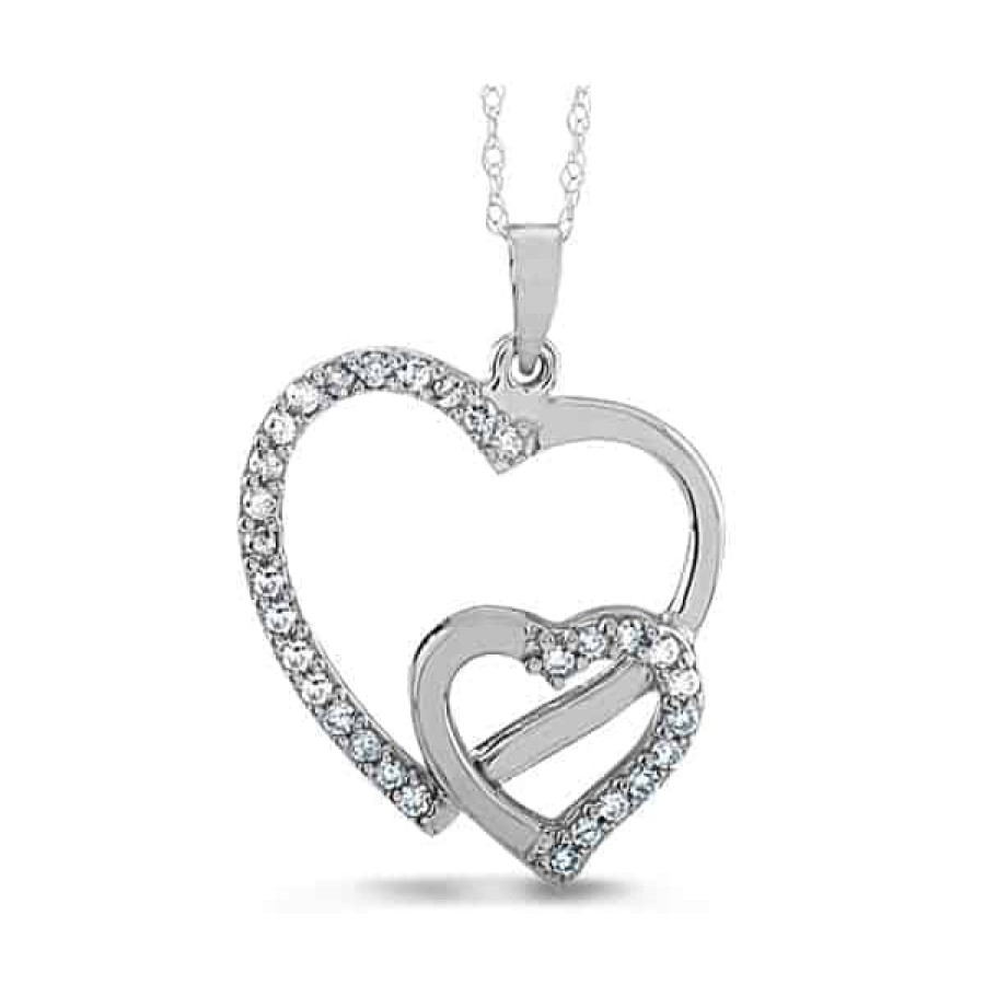 Necklaces And Gold Chains For Women The Jewelry Exchange | 1/3 Carat Diamond Double Heart Pendant In 10K Gold