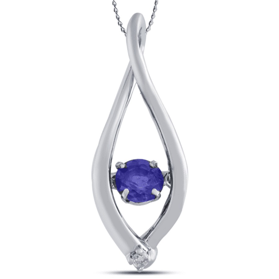 Gemstone Birthday Jewelry The Jewelry Exchange | 1/5 Carat Diamond - Sapphire Motion Pendant In Silver