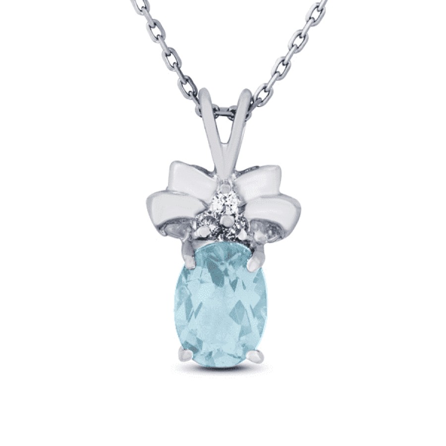 Gemstone Birthday Jewelry The Jewelry Exchange | 1 Carat Aquamarine - Diamond Pendant In Silver