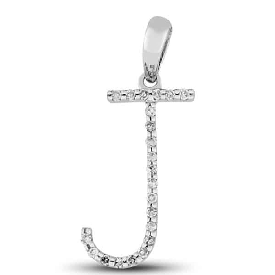 Fine Jewelry Specials The Jewelry Exchange | Diamond Prong Set Initial "J" Pendant In 14K Gold