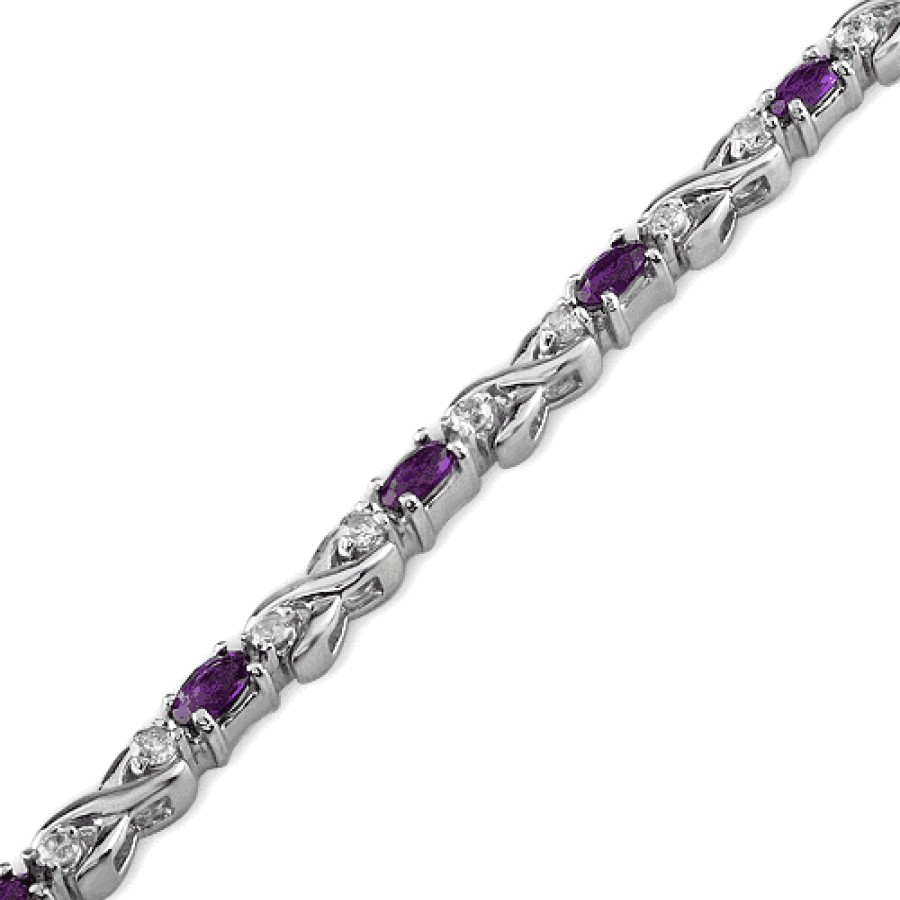 Gemstone Birthday Jewelry The Jewelry Exchange | Diamond & Amethyst Tennis Bracelet