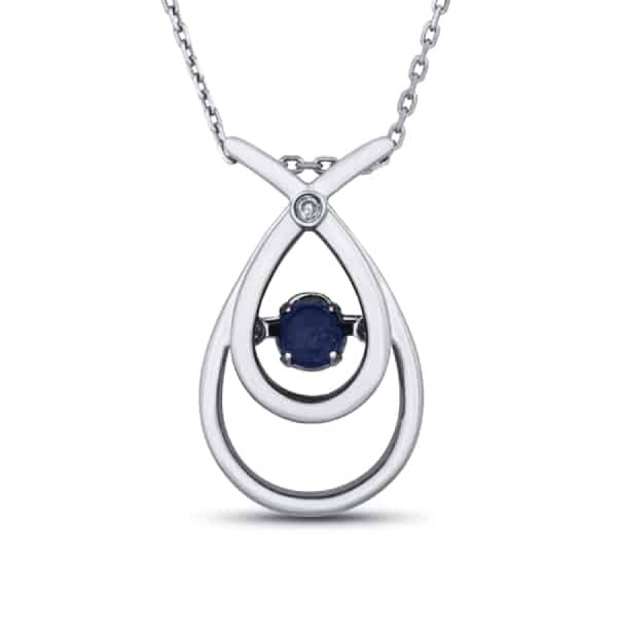 Gemstone Birthday Jewelry The Jewelry Exchange | 1/4 Carat Sapphire And Diamond Dancing Pendant