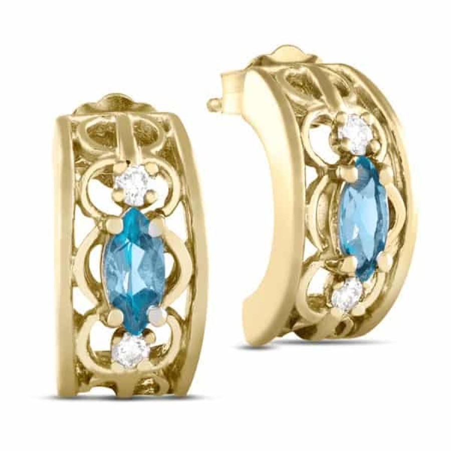 Gemstone Birthday Jewelry The Jewelry Exchange | 3/4 Carat Topaz - Diamond Fashion Earrings In 14K Gold