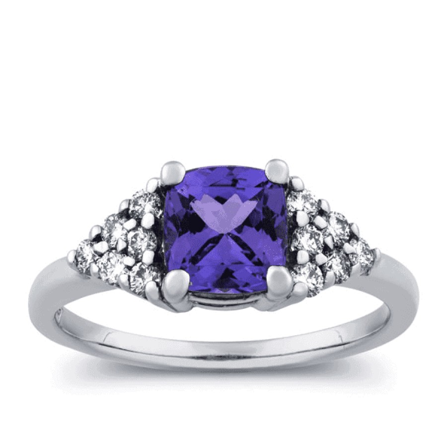 Gemstone Birthday Jewelry The Jewelry Exchange | 1 1/3 Carat Tanzanite & Diamond Fashion Ring In 10K Gold