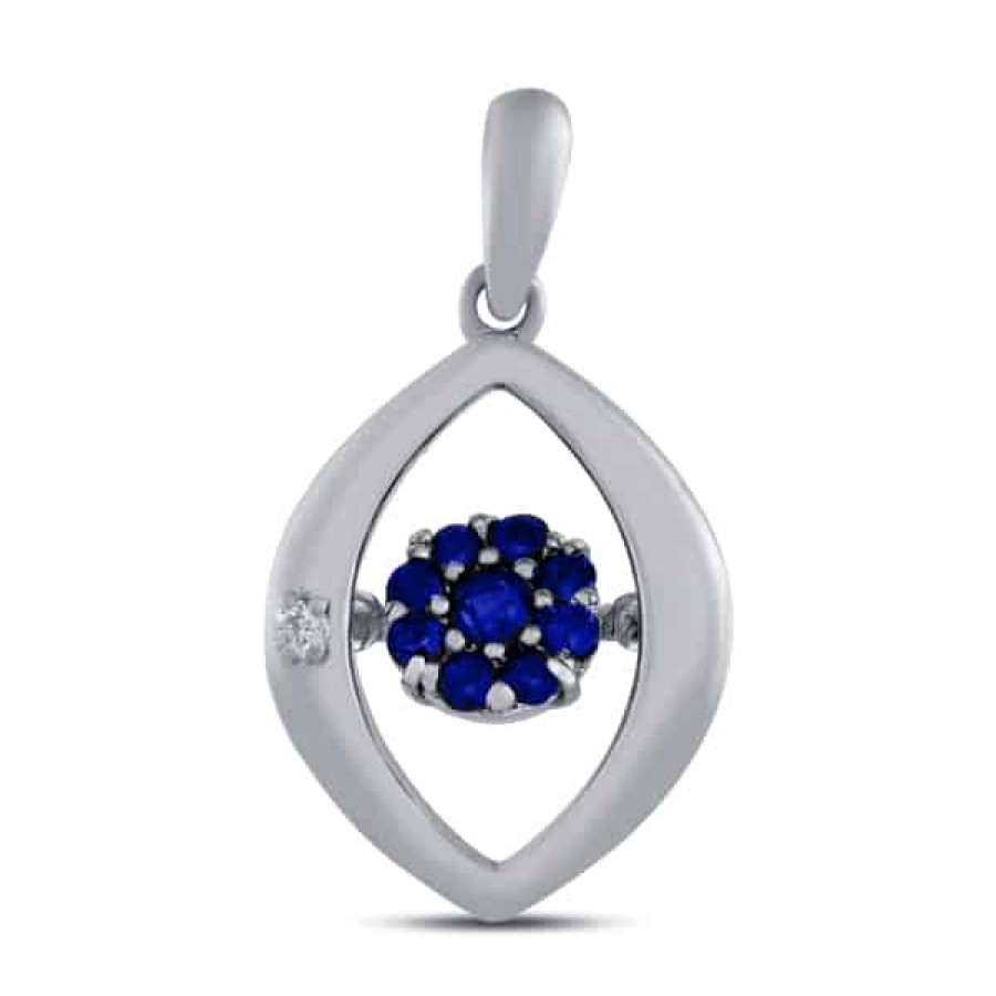 Gemstone Birthday Jewelry The Jewelry Exchange | 1/4 Carat Diamond - Sapphire In Motion Pendant In Silver