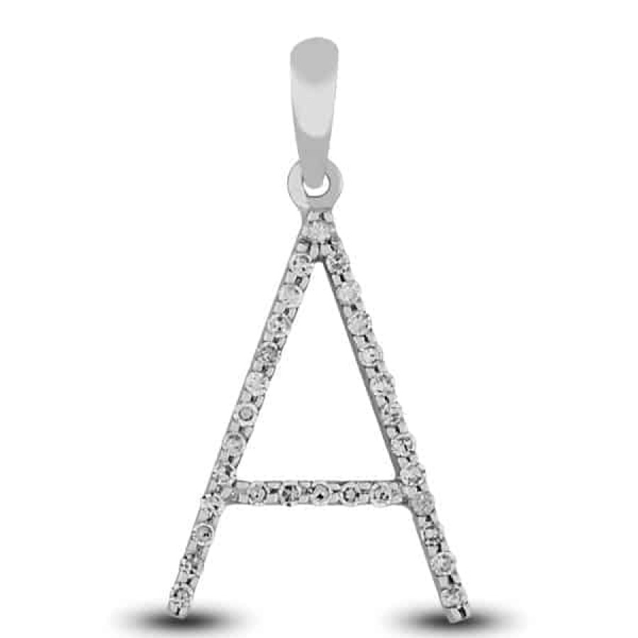 Fine Jewelry Specials The Jewelry Exchange | Diamond Prong Set Initial "A" Pendant In 14K Gold