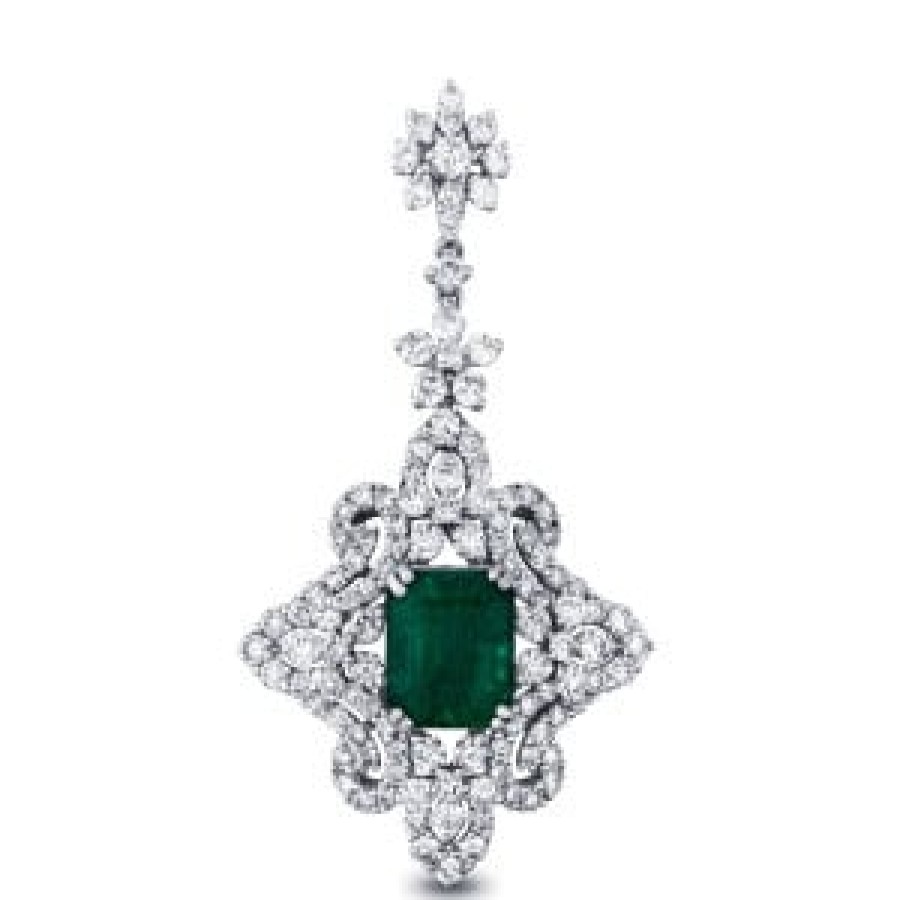 Gemstone Birthday Jewelry The Jewelry Exchange | 5 7/8 Carat Emerald - Diamond Pendant In 18K Gold