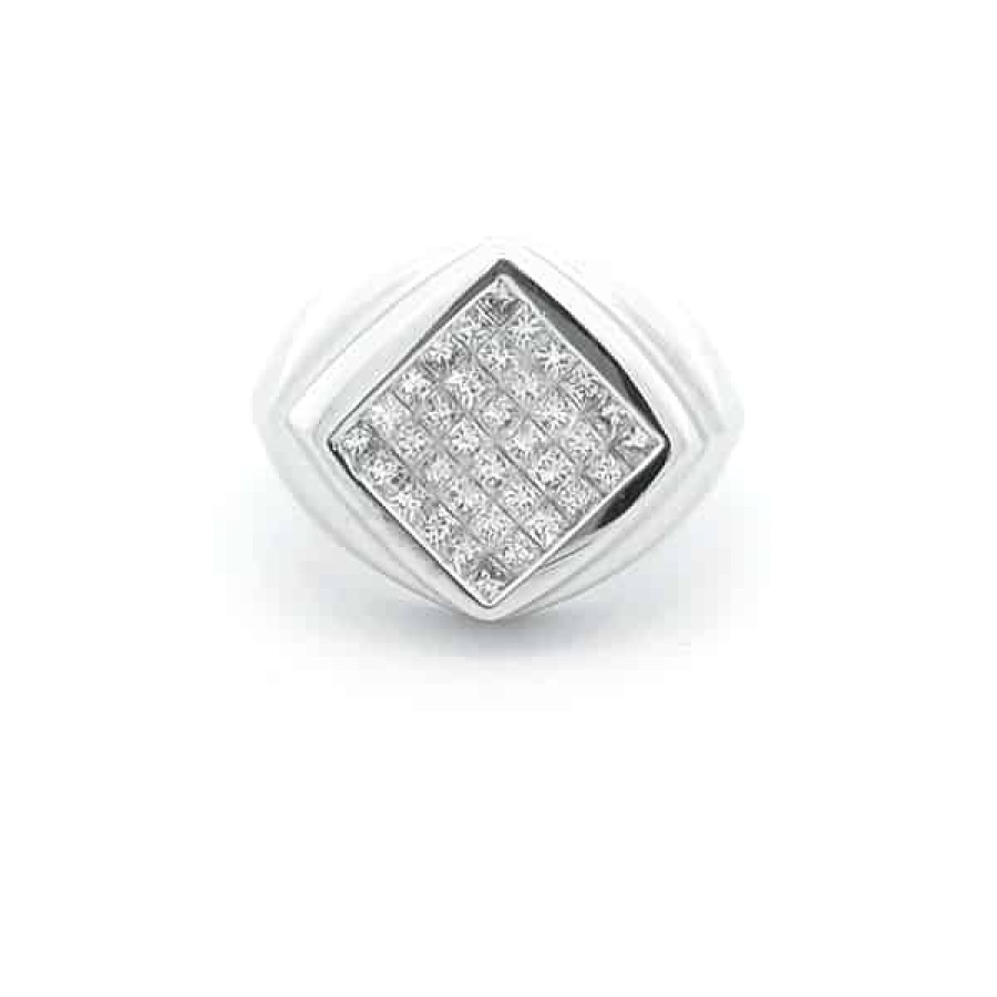 Diamond Bands The Jewelry Exchange | 1 2/3 Carat Diamond Designer Gents Ring In 18K White Gold