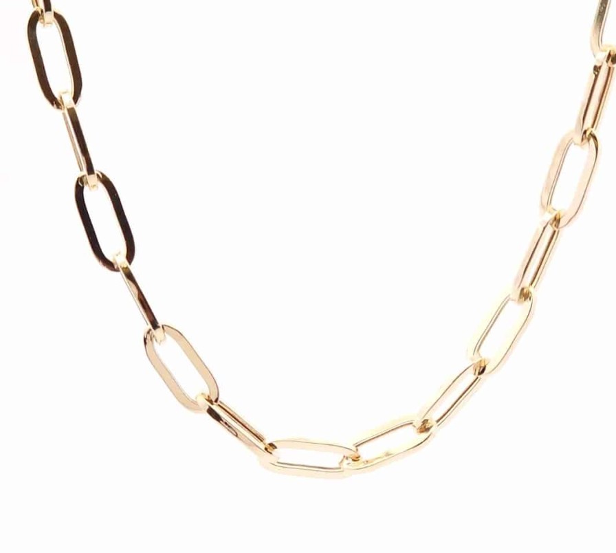 Gold Jewelry The Jewelry Exchange | 20" Paperclip Chain In 14K Yellow Gold White