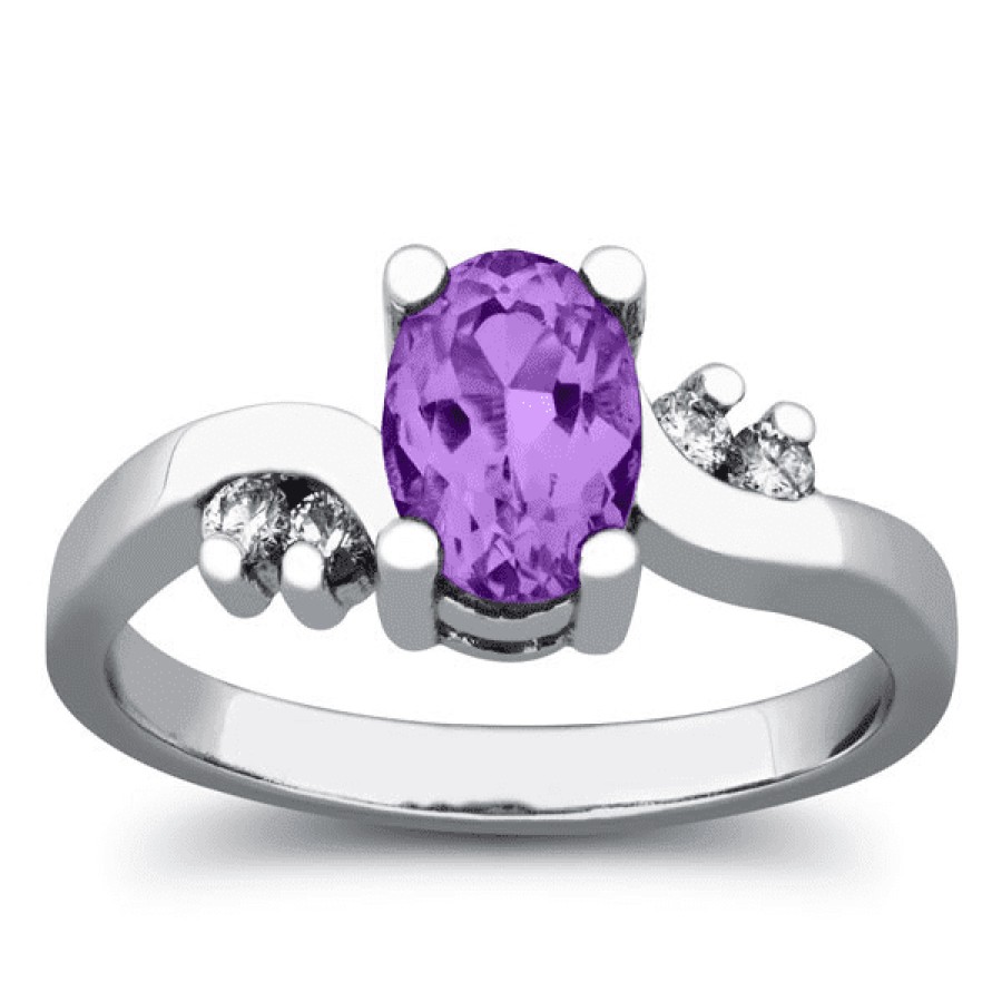 Gemstone Birthday Jewelry The Jewelry Exchange | 1/2Ct Diamond And Amethyst Ring