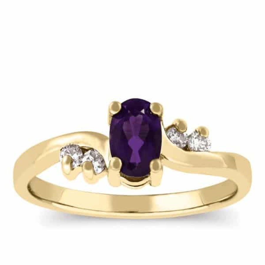 Gemstone Birthday Jewelry The Jewelry Exchange | 1/2Ct Diamond And Amethyst Ring