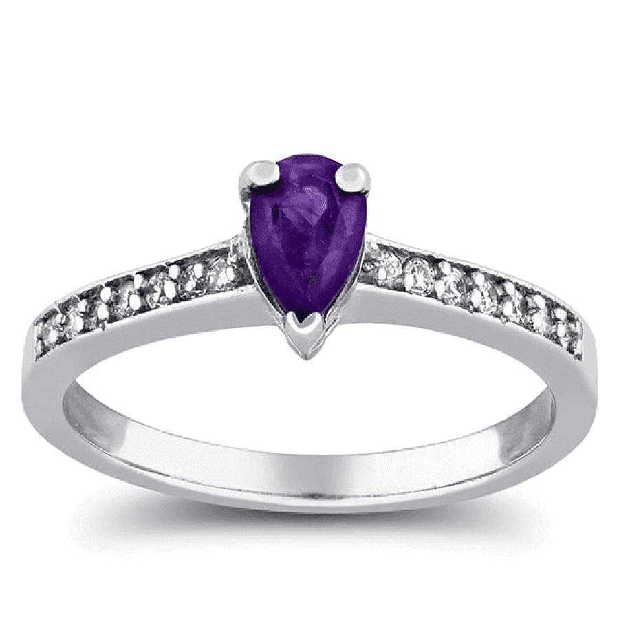 Gemstone Birthday Jewelry The Jewelry Exchange | 1/2Ct Diamond & Amethyst Ring