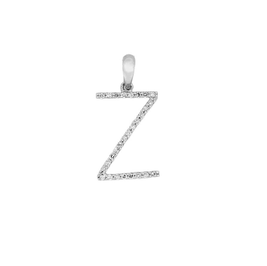 Fine Jewelry Specials The Jewelry Exchange | Diamond Prong Set Initial "Z" Pendant In 14K Gold