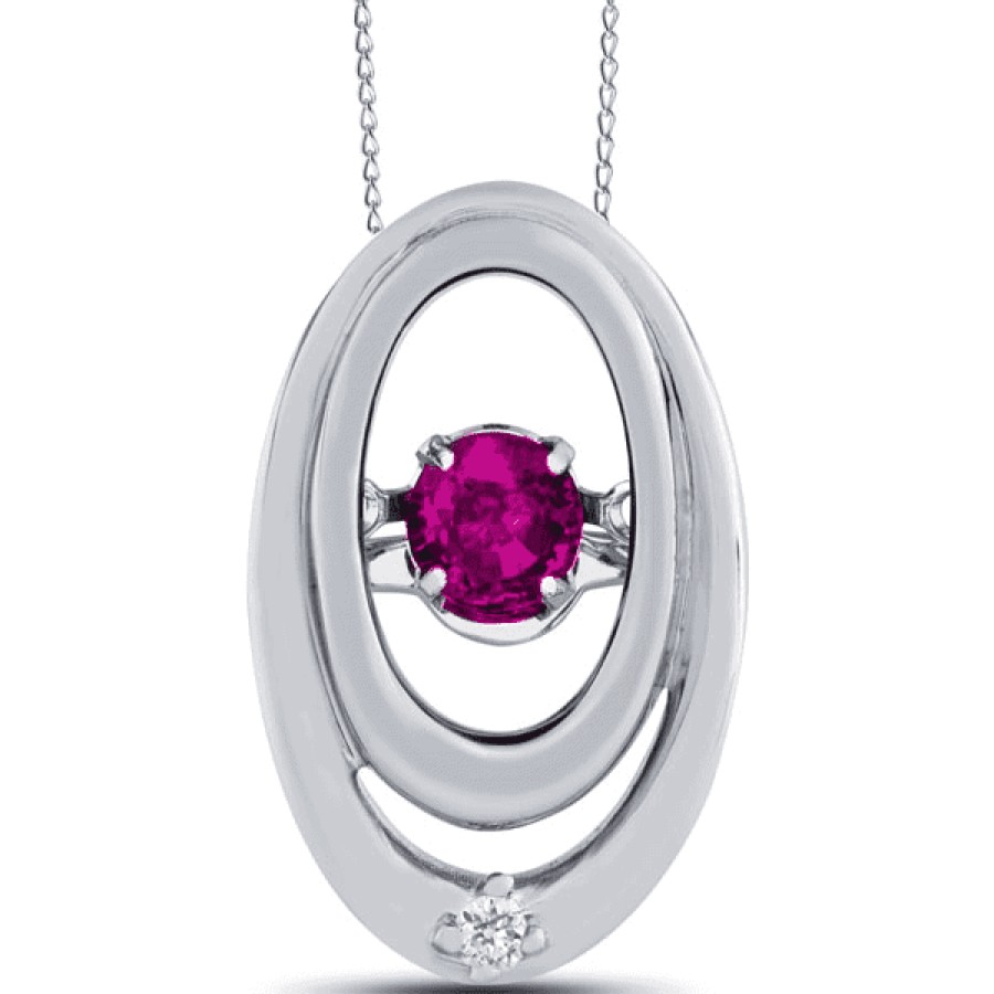 Fine Jewelry Specials The Jewelry Exchange | 1/6 Carat Diamond - Ruby Motion Pendant In Silver