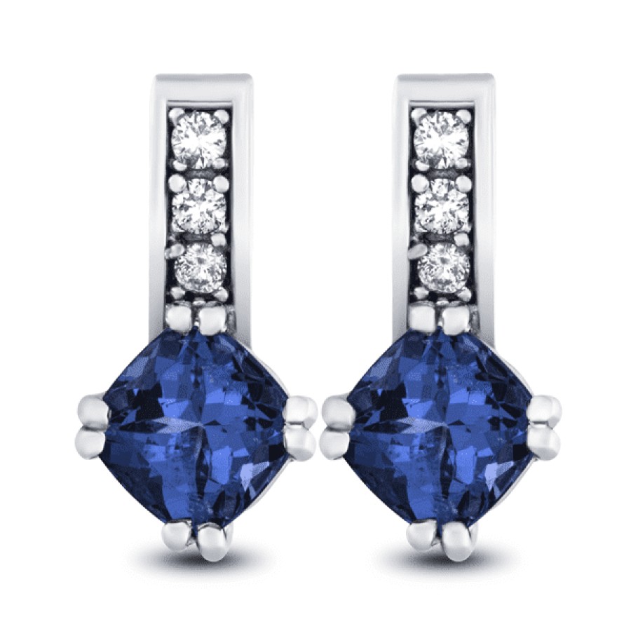 Gemstone Birthday Jewelry The Jewelry Exchange | 2 1/2 Carat Tanzanite - Diamond Earrings In 14K Gold