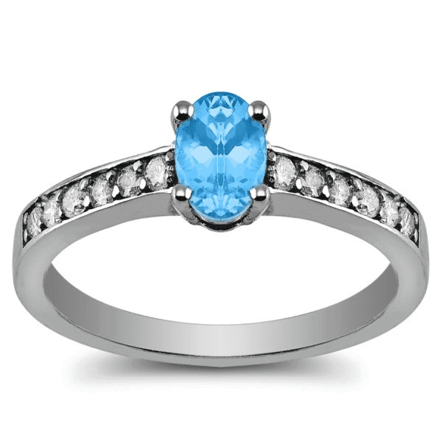 Gemstone Birthday Jewelry The Jewelry Exchange | 1Ct Diamond & Topaz Ring