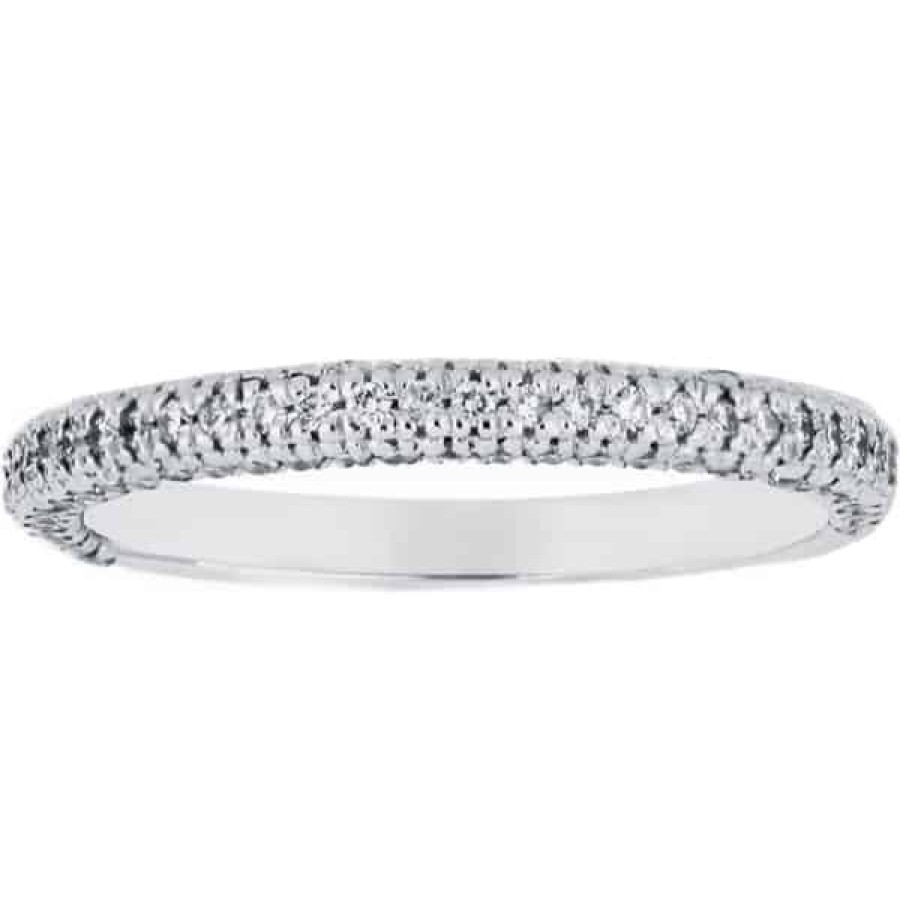 Diamond Bands The Jewelry Exchange | 3-Row Diamond Anniversary Band 2/5 Ct