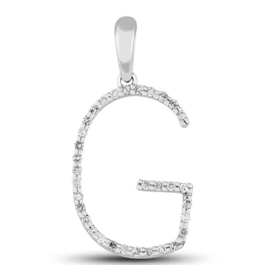 Fine Jewelry Specials The Jewelry Exchange | Diamond Prong Set Initial "G" Pendant In 14K Gold