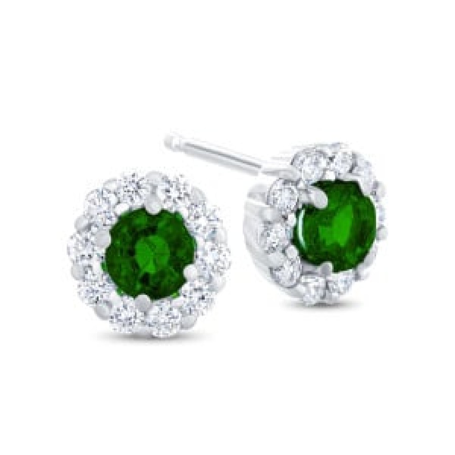 Gemstone Birthday Jewelry The Jewelry Exchange | Halo Emerald Earrings