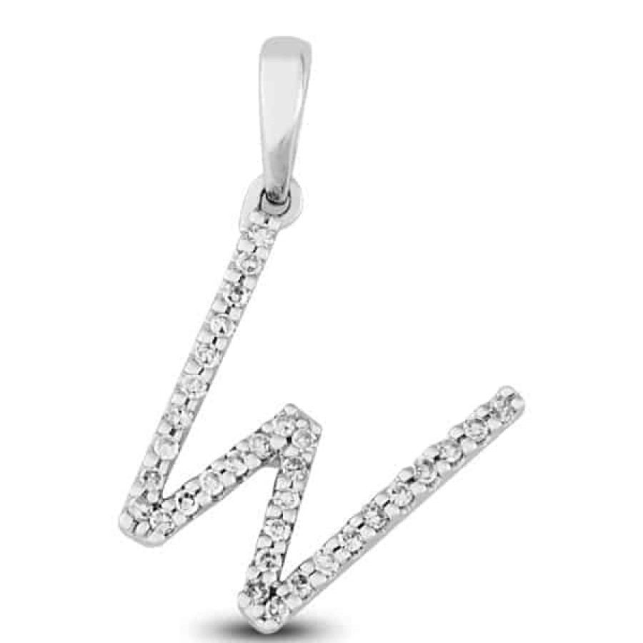 Fine Jewelry Specials The Jewelry Exchange | Diamond Prong Set Initial "W" Pendant In 14K Gold