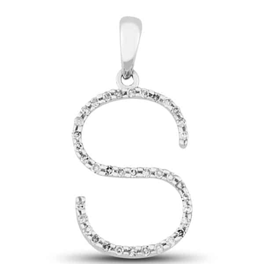 Fine Jewelry Specials The Jewelry Exchange | Diamond Prong Set Initial "S" Pendant In 14K Gold