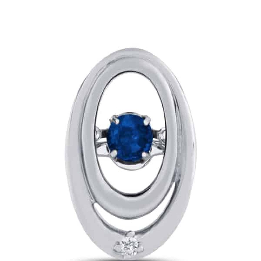 Gemstone Birthday Jewelry The Jewelry Exchange | 1/6 Carat Diamond - Sapphire In Motion Pendant In Silver