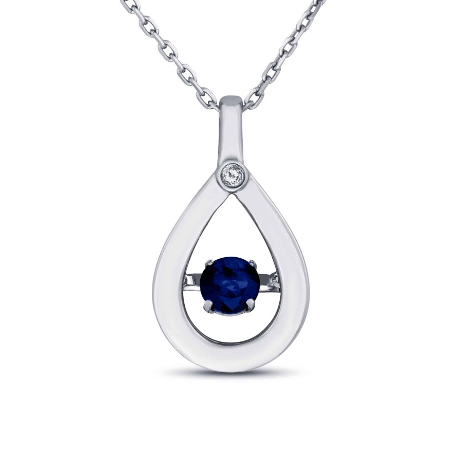 Gemstone Birthday Jewelry The Jewelry Exchange | Sapphire & Diamond Dancing Pendant In Silver