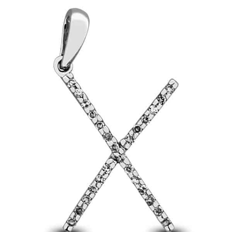 Fine Jewelry Specials The Jewelry Exchange | Diamond Prong Set Initial "X" Pendant In 14K Gold