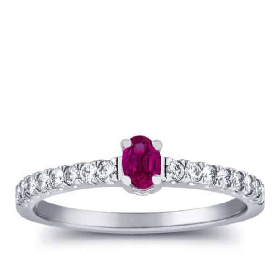 Gemstone Birthday Jewelry The Jewelry Exchange | 1/3 Carat Ruby - Diamond Engagement Ring In 14K Gold