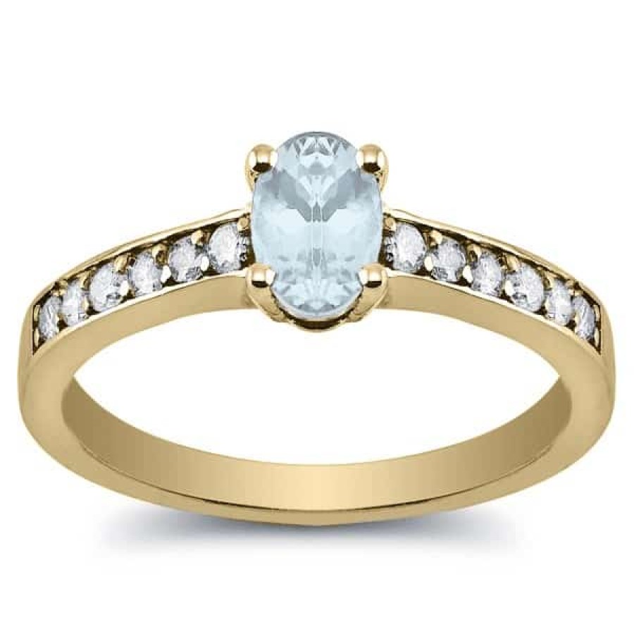 Gemstone Birthday Jewelry The Jewelry Exchange | 1/2Ct Diamond And Aquamarine Ring