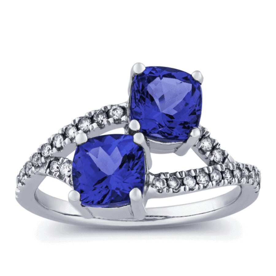 Gemstone Birthday Jewelry The Jewelry Exchange | 2 1/5 Carat Tanzanite And Diamond Ring In 14K Gold