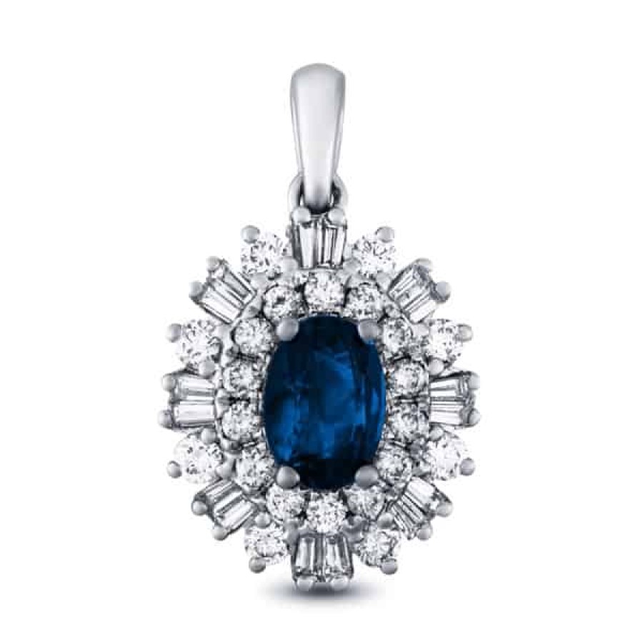 Gemstone Birthday Jewelry The Jewelry Exchange | 1 7/8 Carat Sapphire - Diamond Pendant In 14K Gold