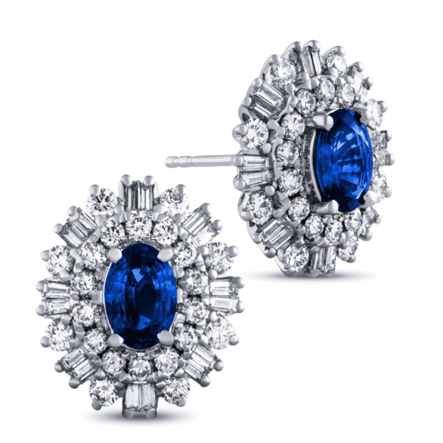 Gemstone Birthday Jewelry The Jewelry Exchange | 3 Carat Tanzanite & Diamond Halo Earrings In 14K Gold