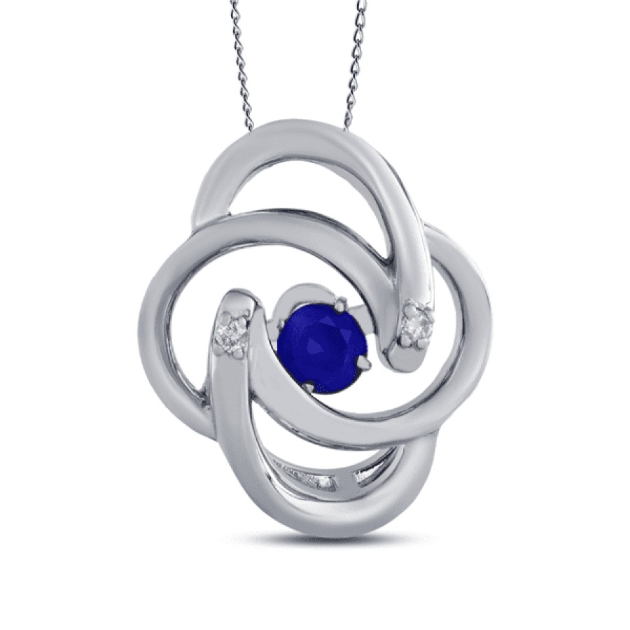 Gemstone Birthday Jewelry The Jewelry Exchange | 1/5 Carat Diamond - Sapphire Pendant In Silver