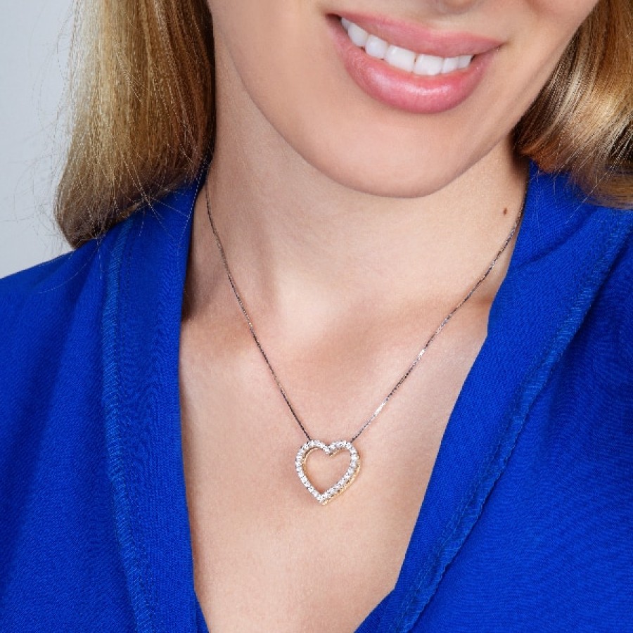 Necklaces And Gold Chains For Women The Jewelry Exchange | 1Cttw Diamond Double-Sided Heart Pendant