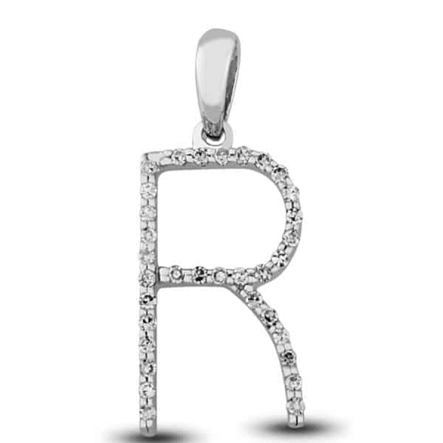 Fine Jewelry Specials The Jewelry Exchange | Diamond Prong Set Initial "R" Pendant In 14K Gold