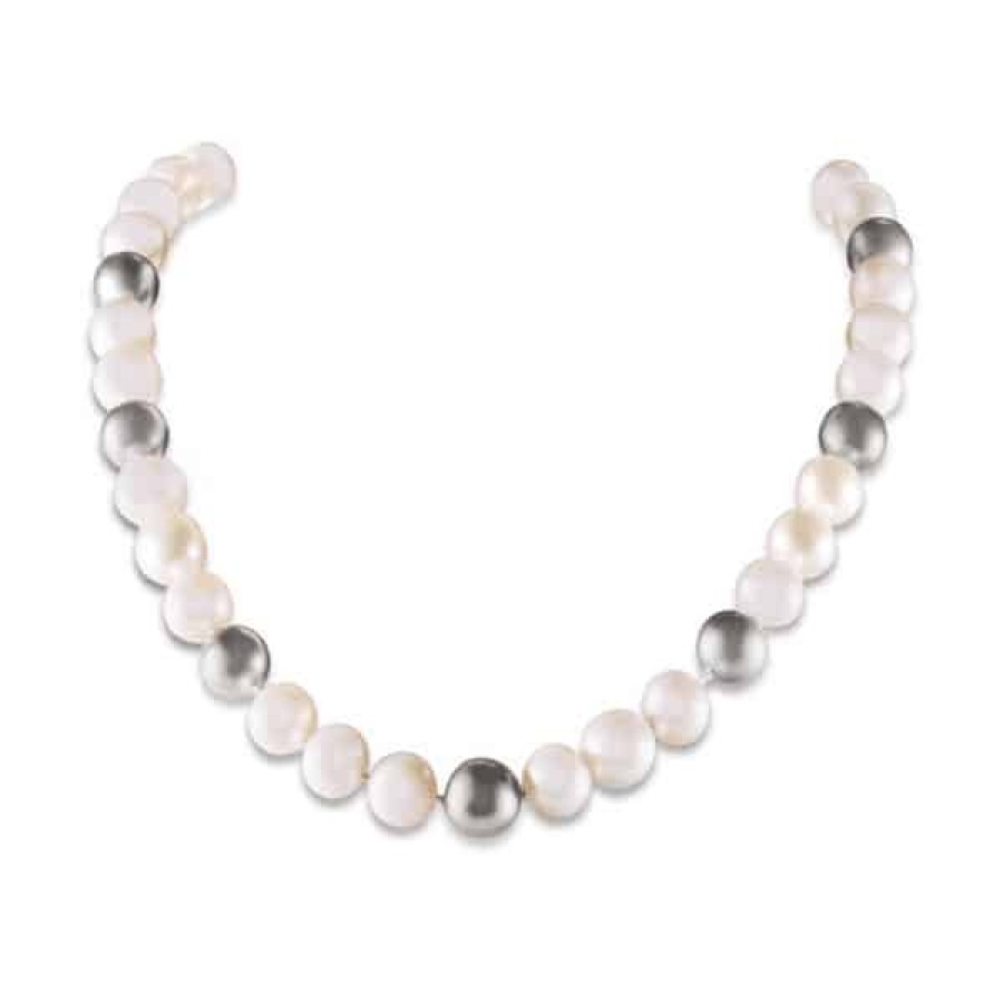 Gemstone Birthday Jewelry The Jewelry Exchange | 9.5-10.5Mm Multi-Colored Tahitian Pearl Necklace In 14K Gold