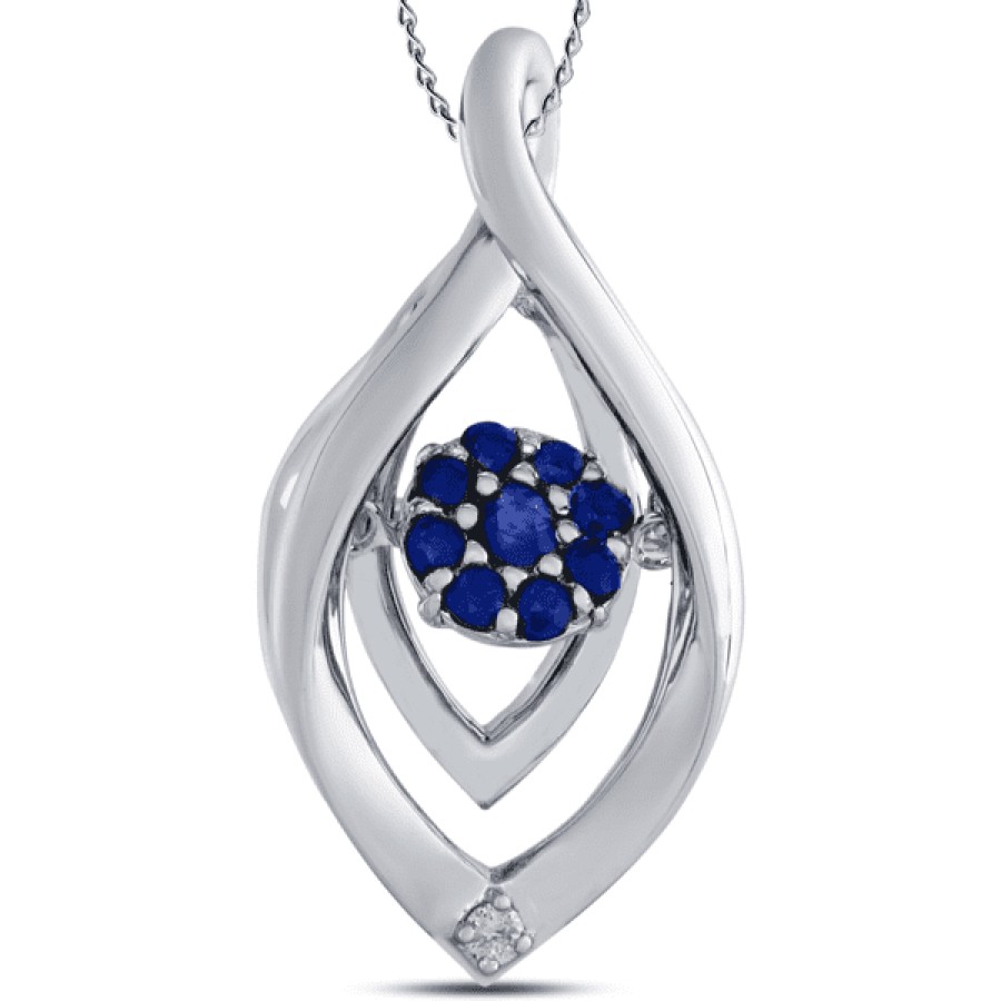 Gemstone Birthday Jewelry The Jewelry Exchange | 1/4 Carat Diamond - Sapphire In Motion Pendant In Silver