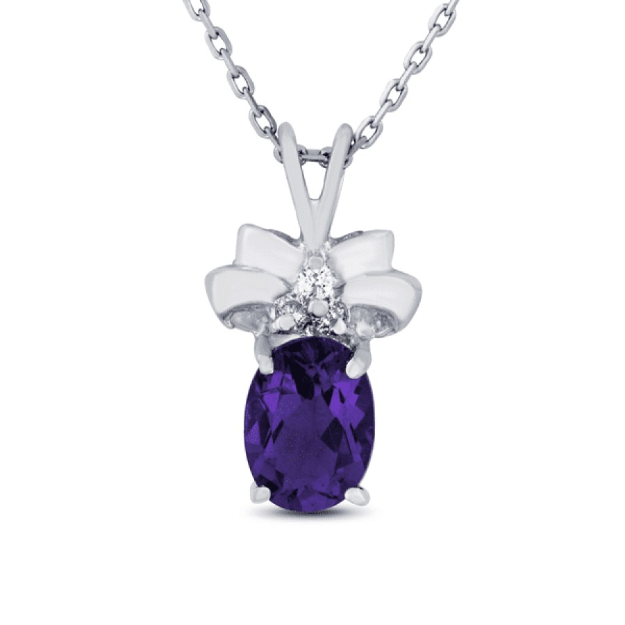 Gemstone Birthday Jewelry The Jewelry Exchange | 1 1/5Ct Diamond And Amethyst Pendant In Silver