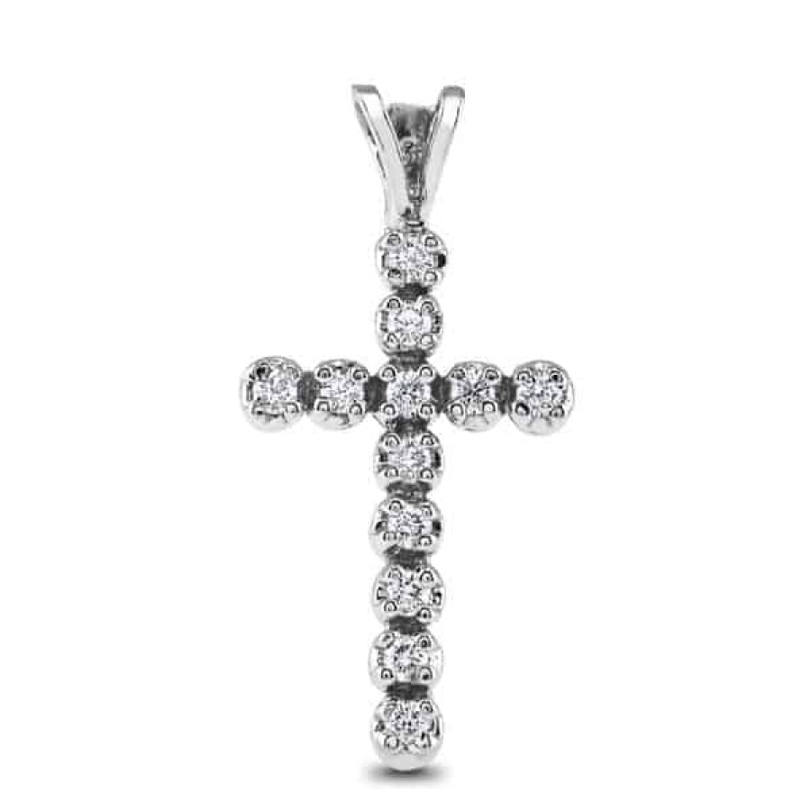 Necklaces And Gold Chains For Women The Jewelry Exchange | 1/5 Ct Diamond Cross Pendant In Silver