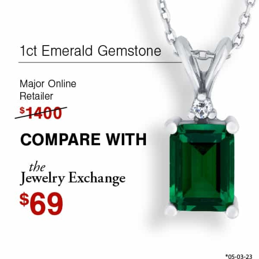 Gemstone Birthday Jewelry The Jewelry Exchange | 1Ct Lab-Grown Emerald Pendant