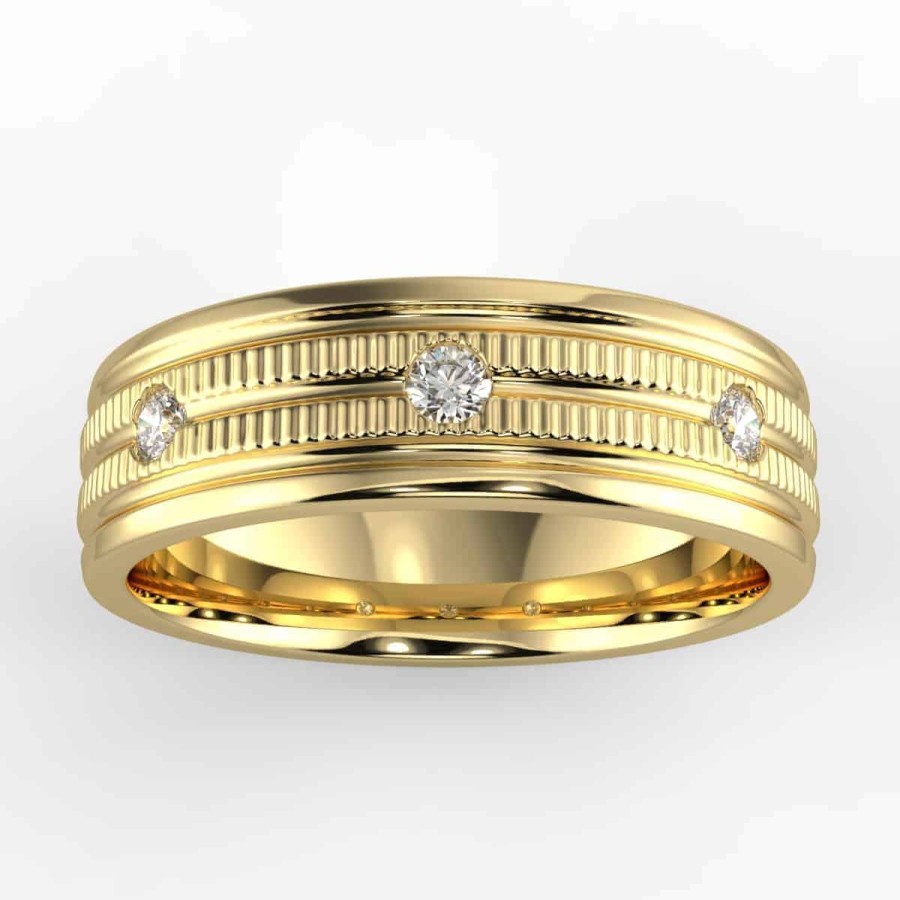 Diamond Bands The Jewelry Exchange | Bezel Milgrain Men'S Band In 14K Gold