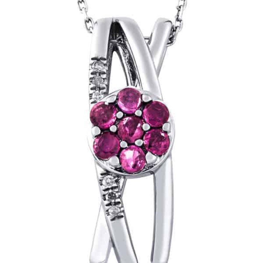 Gemstone Birthday Jewelry The Jewelry Exchange | 1/2 Carat Diamond - Ruby Pendant In Silver