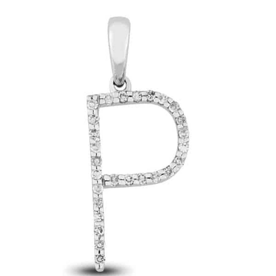 Fine Jewelry Specials The Jewelry Exchange | Diamond Prong Set Initial "P" Pendant In 14K Gold